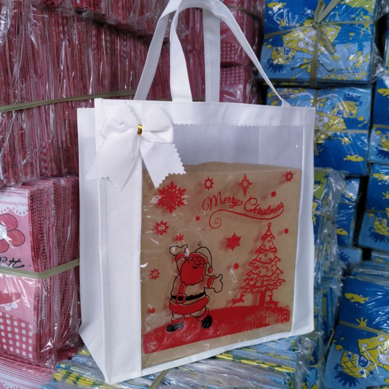 tas mika spunbond NATAL TEBAL 75 GSM Goodie bag souvenir bingkisan Christmas