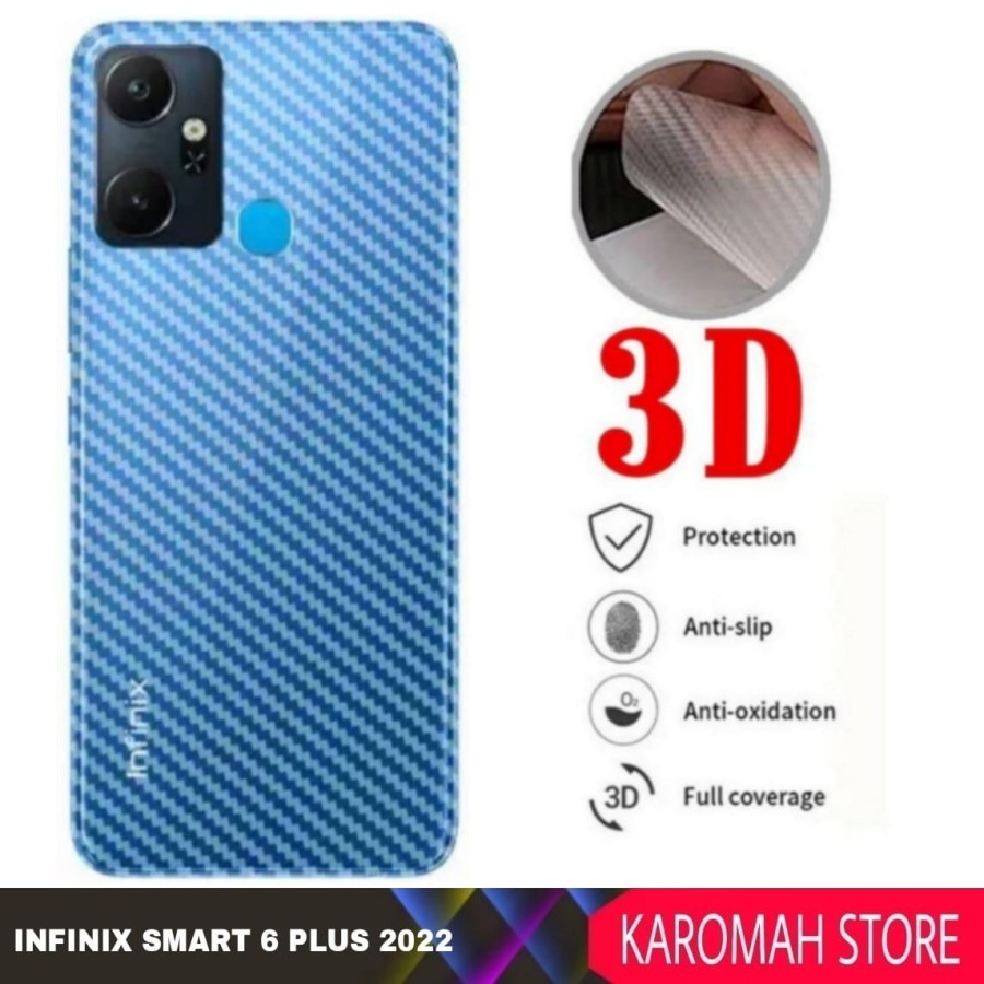 INFINIX SMART 6 SMART 6 NFC SMART 6 PLUS SMART 5 SMART 4 SMART 3+ ANTI GORES SKIN CARBON GARSKIN ANTI JAMUR KARBON TRANSPARAN PELINDUNG BELAKANG ANTI JAMURAN