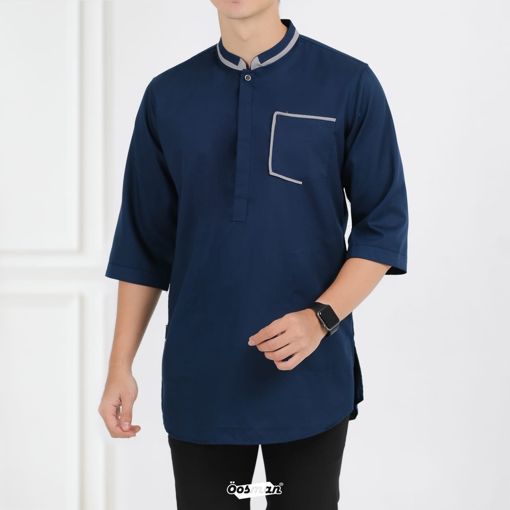 KURTA KOKO BAJU MUSLIM PRIA BAHAN toyobo WARNA MAROON NAVY MILO HITAM PUTIH M LXL