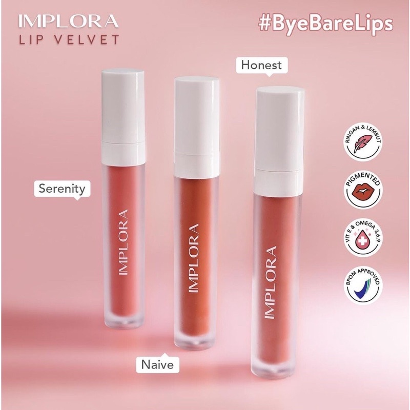 IMPLORA Lip Velvet Pigmented 2.9gr / Lipstick Longlasting BPOM