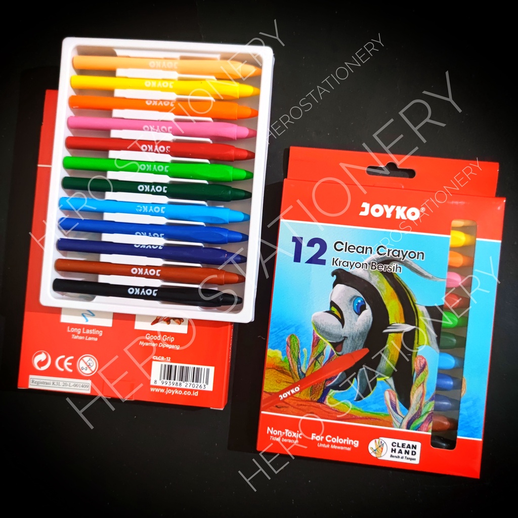 

Joyko clean crayon krayon bersih 12 warna CLCR-12