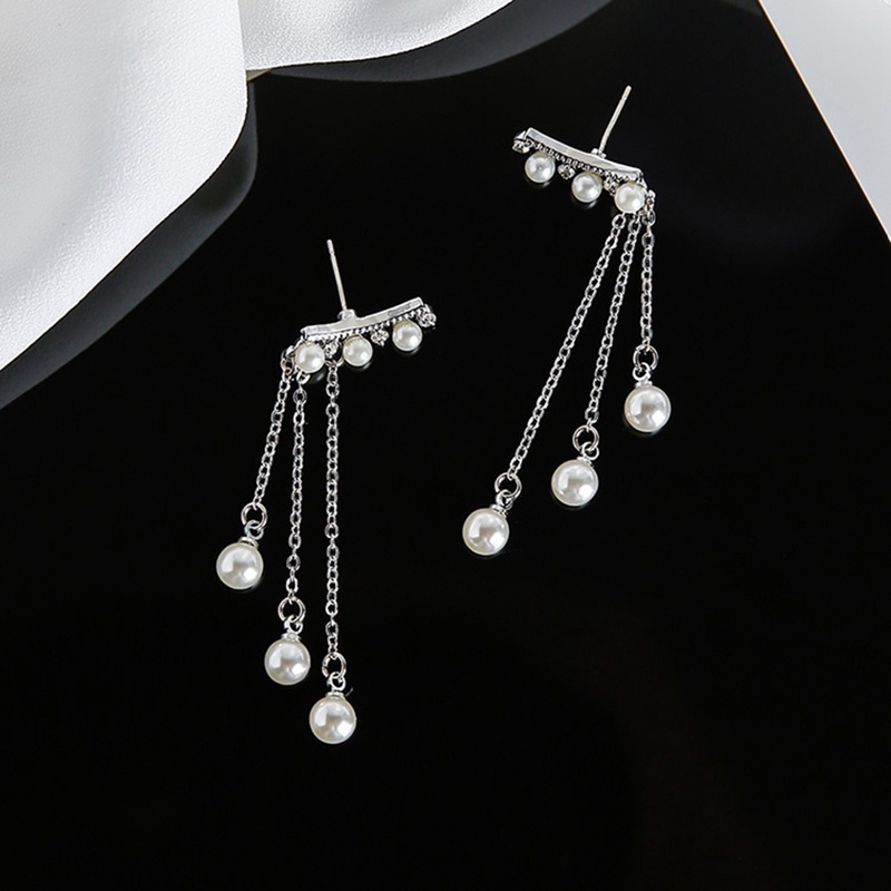 Fancyqube Fancycube Anting Tusuk Gantung Panjang Bahan Sterling Silver 925 Dengan Rumbai Mutiara Untuk Wanita