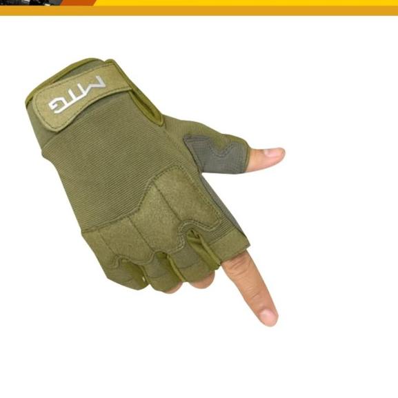 Sarung Tangan Rider Kulit MTG004 Gloves Pendek Hijau/ Pengendara Motor - Hijau, M