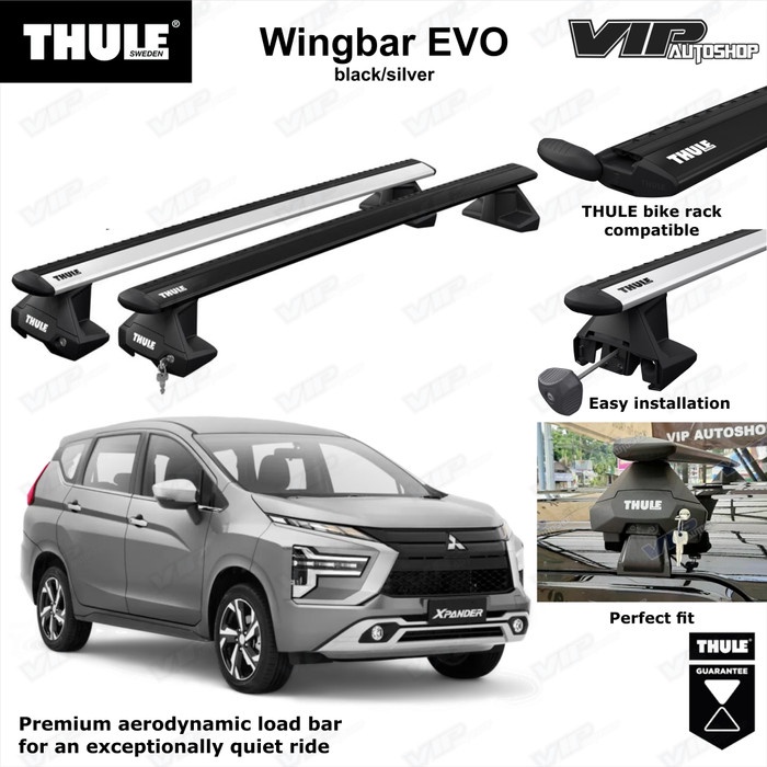Thule Crossbar Mitsubishi Xpander / Nissan all new LIVINA Wingbar Black Silver 7105 Jepit Body Clamp