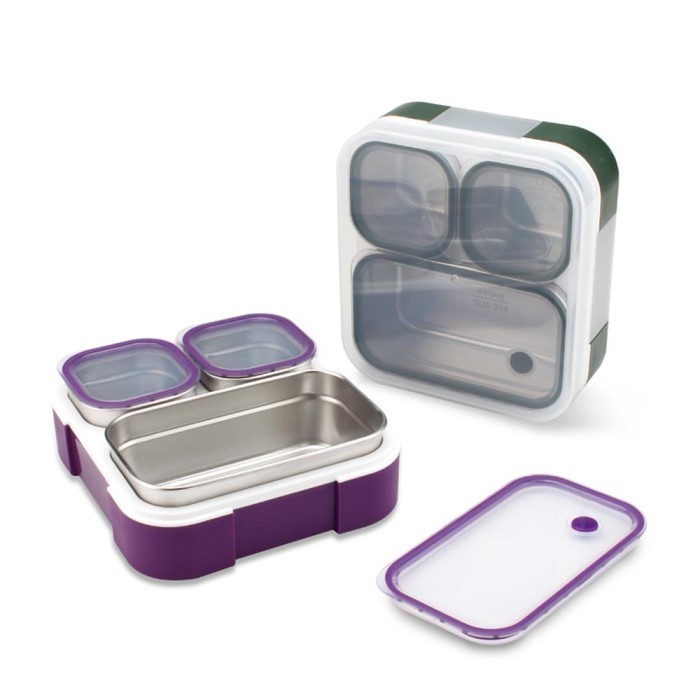 Kotak Makan Lunch Box Yooyee 3 Sekat Stainless Steel [ 635 ]