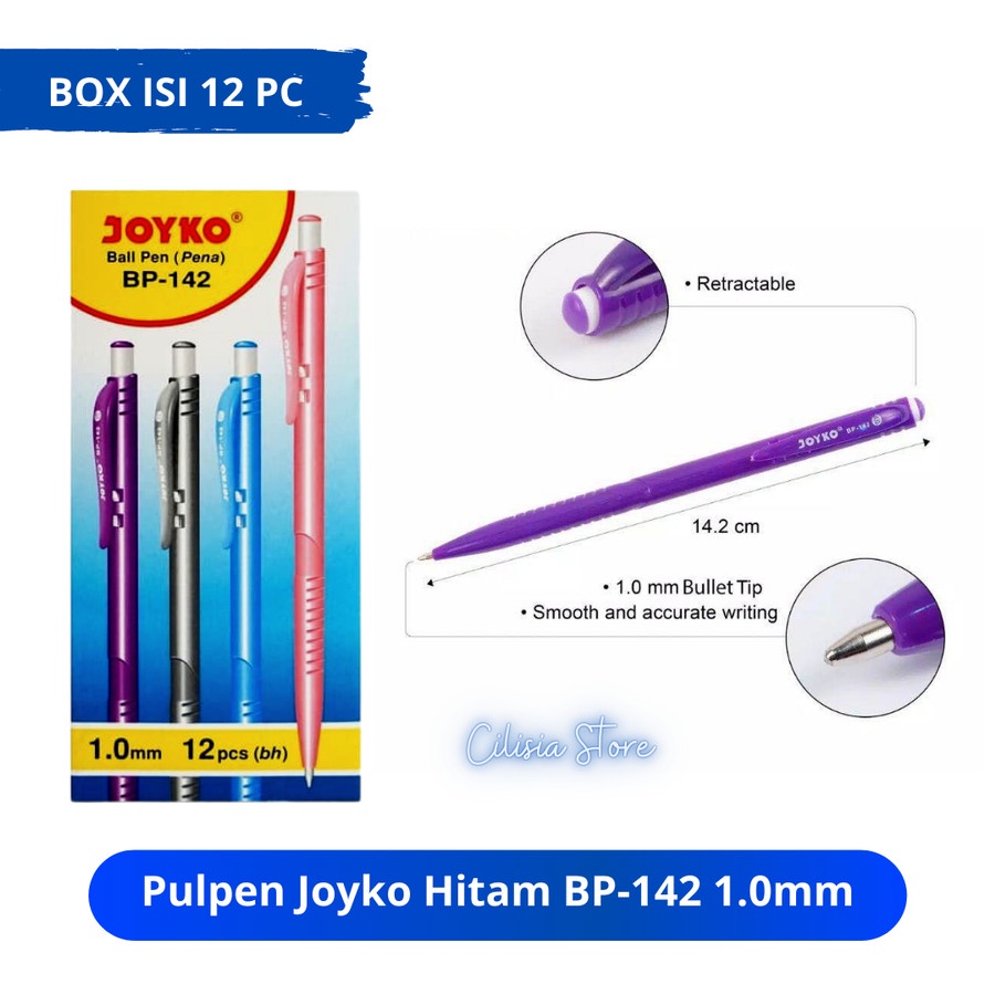

Pulpen Joyko Hitam BP-142 1.0mm / Ballpoint Joyko Pena / BOX ISI 12 PC
