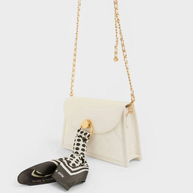 CK Roza Scarf Quilted Trapeze Bag