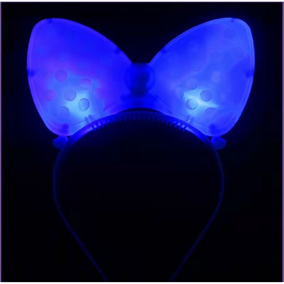 Bando Boneka Pita MINNIE MOUSE Lampu LED Nyala Bandana Party