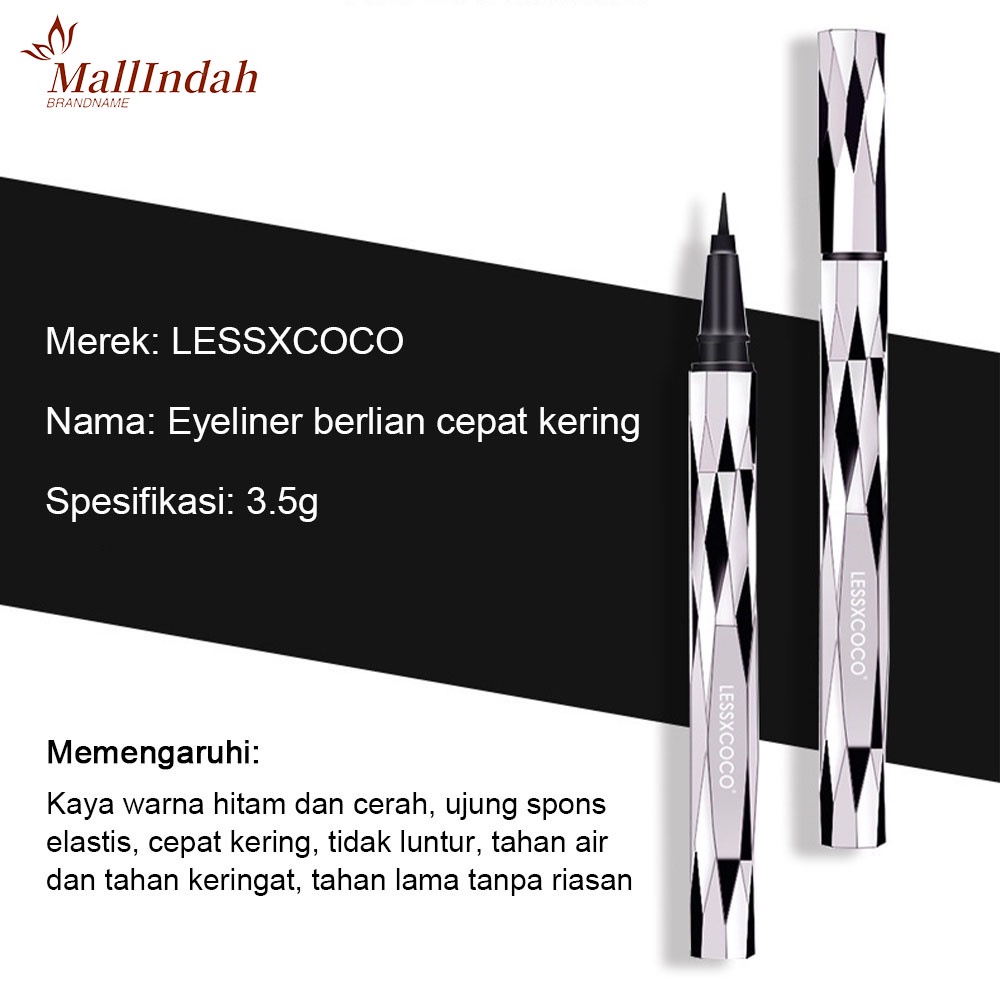 2022 Baru Asli LESSXCOCO Eyeliner Tahan Air LESSXCOCO Eyeliner Tugas Berat LESSXCOCO Eyeliner Pengeringan Cepat untuk Bulu Mata Eyeliner Tahan Air, eyeliner riasan hitam yang tahan lama dan mudah digunakan