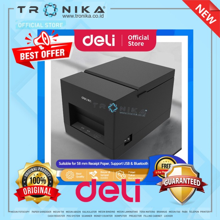 Printer Thermal Cetak Struk Kasir 58 mm USB Bluetooth POS DELI E581PW