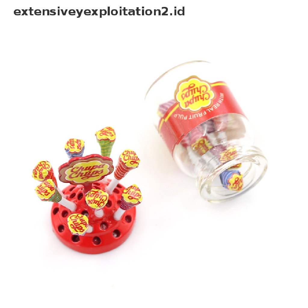 Mainan Miniatur Lolipop Mini Skala 1: 12 Dengan Case Holder Untuk Aksesoris Rumah Boneka