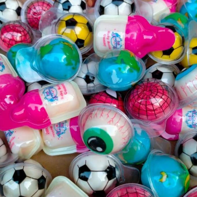 BAYAR DITEMPAT Baru 10 Pcs Permen Lunak Viral Jelly Selai Motif Mata Smile Bumi Bola /PERMEN LUNAK/P