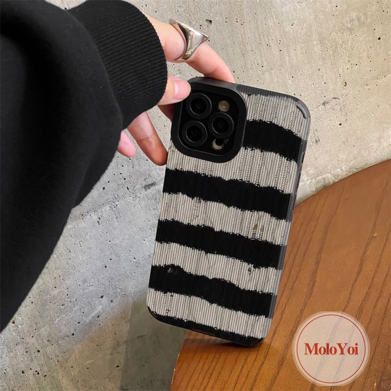 Soft Case TPU Motif Garis Retro Untuk iPhone 7Plus 8Plus 11 Pro Max XR 12 13 14 Pro Max X XS Max