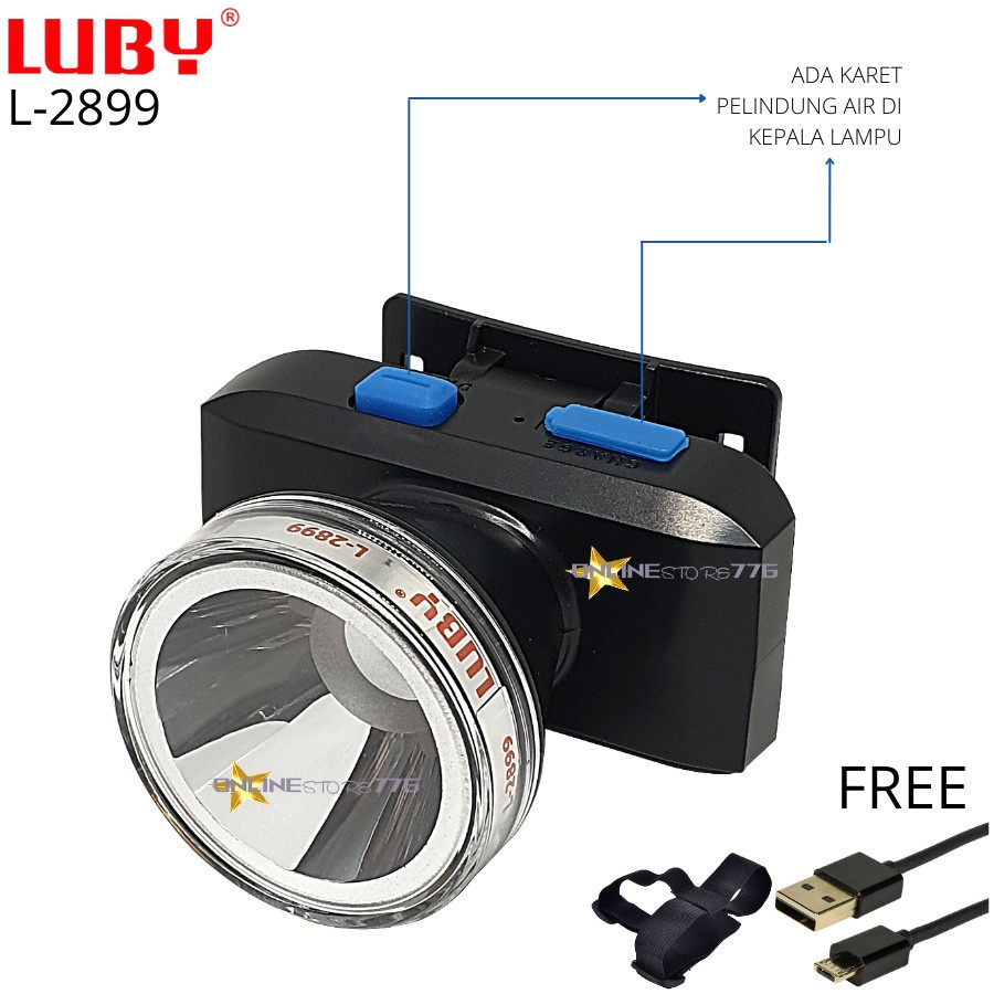 COD Senter Kepala LUBY 7 watt / Headlamp LUBY 2899 / L-2899 / L2899 Cahaya Putih