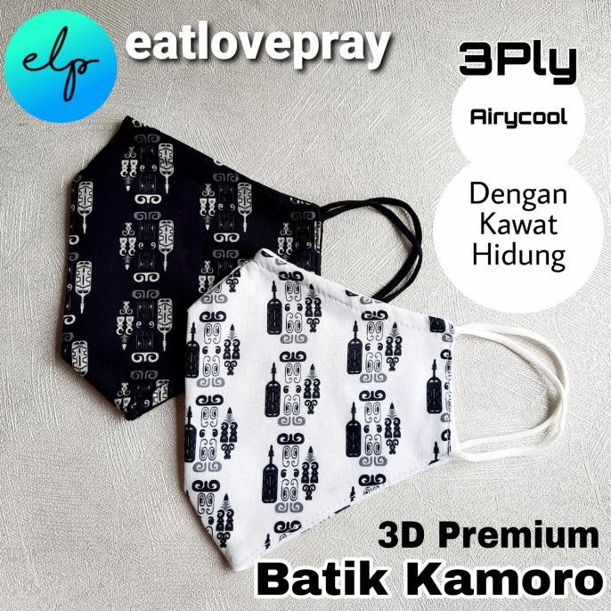 SRITEX Masker Batik Motif KAMORO | Masker Kain 3 Ply 3D Premium t-eatlovepray Segera Dapatkan