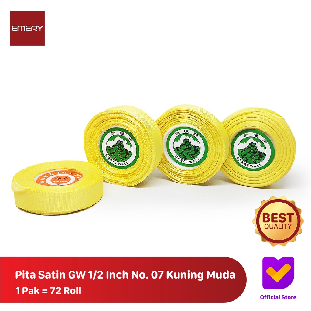 

PITA SATIN GW 1/2 INCH NO. 07 KUNING MUDA ( 1 PAK = 72 ROLL )