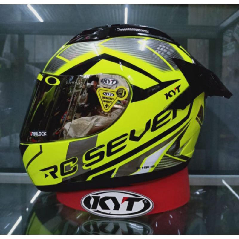 HELM KYT RC7 #18 BLACK/YELLOW PAKET GANTENG