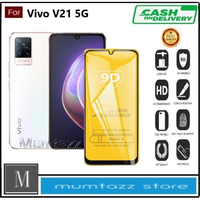 Promo Tempered Glass Hp Vivo V21 V21s V21e V21 5G V21e 5G Anti Gores Kaca Full Layar Full Glue Skin 