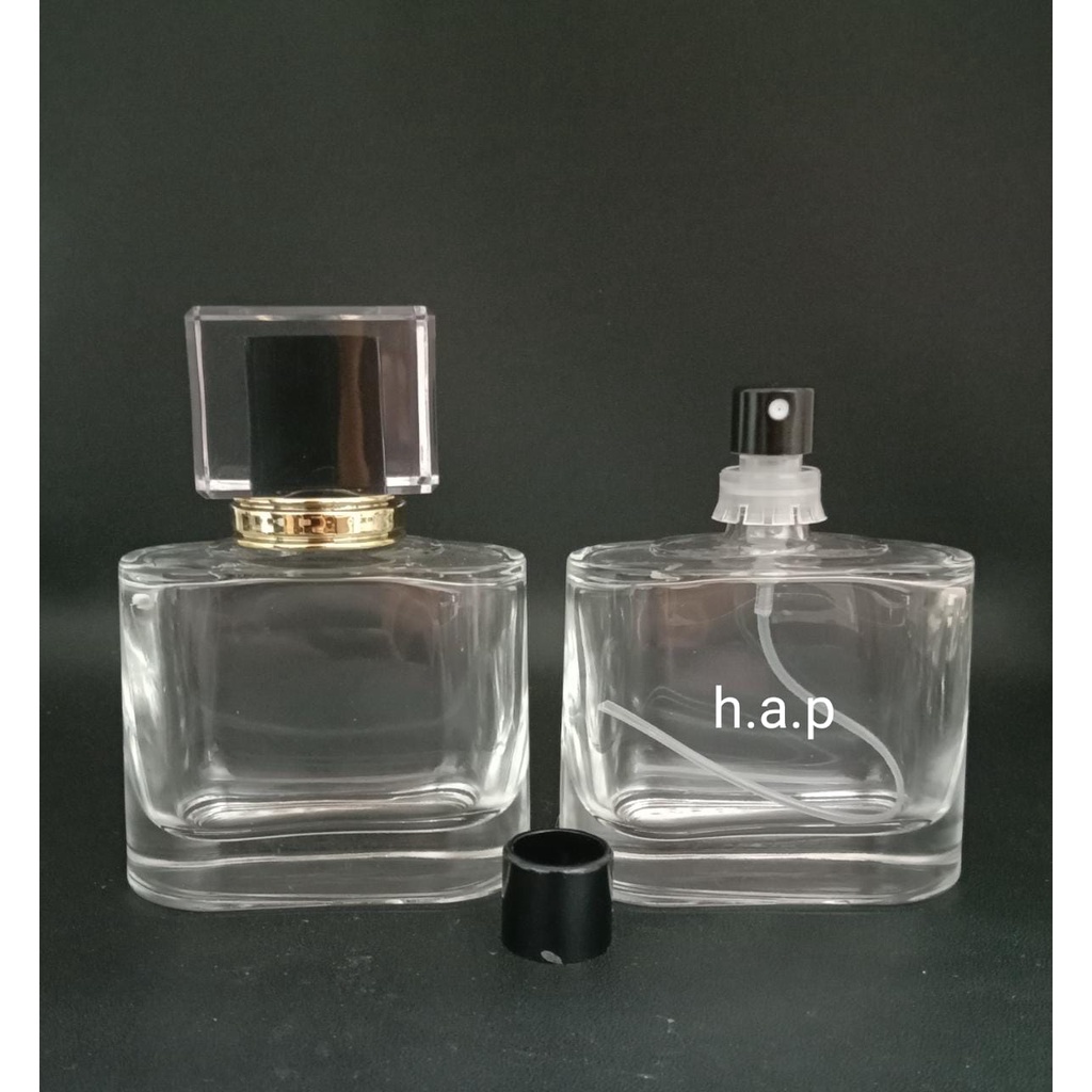 Botol Parfum Press V32260 Easypum+Ring Hitam Tutup Crystal/Acrylic Hitam Ring Gold Eceran/Pcs