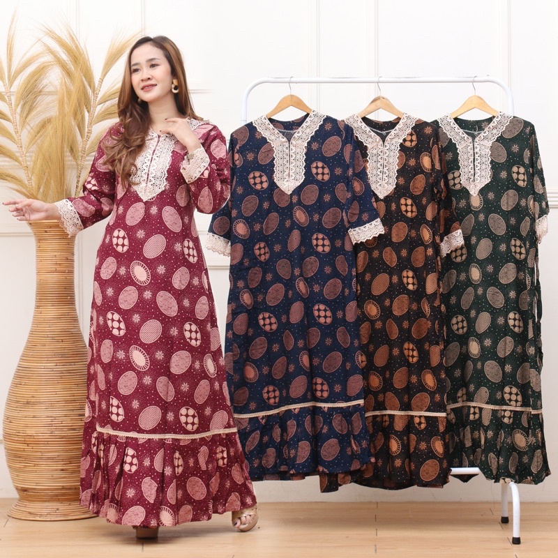 Gamis arab renda Zeema serut rayon Super Busui friendly