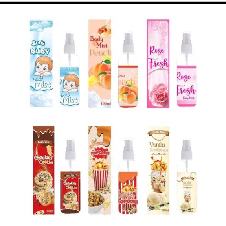 PARFUM BODY MIST 100ML PREMIUM PARFUM POPCRON / PARFUM VANILLA ICE CREAM / PARFUM COOKISH / PARFUM SUN'S BABY