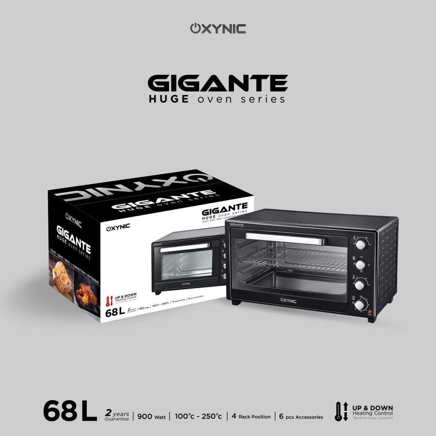 Huge Oven Oxynic Gigante Capacity 68L / 900W /4 Rack Include Accesoris