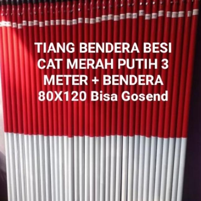 tiang bendera merah putih 3 meter /tiang besi merah putih plus bendera - Merah Putih