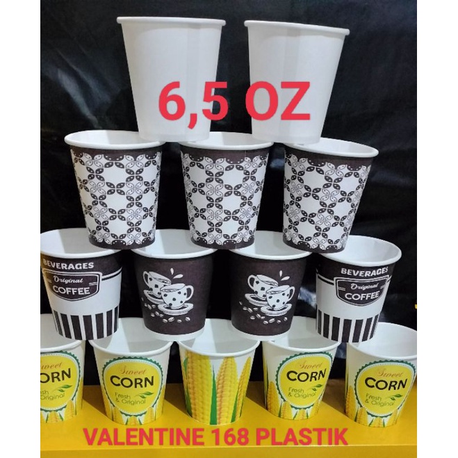gelas kertas puper cup 6,5oz motif polos jagung jasuke swet corn isi 50pcs