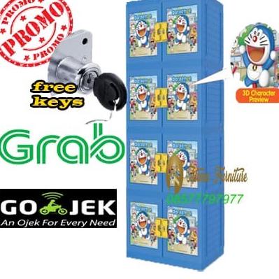 

LEMARI PLASTIK / RAK PLASTIK DORAEMON 4 SUSUN BONUS KUNCI LISENSI ASLI stock ready