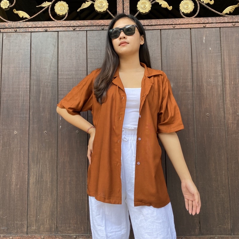 Kemeja Rayon Oversize // Kemeja Wanita // Kemeja garis