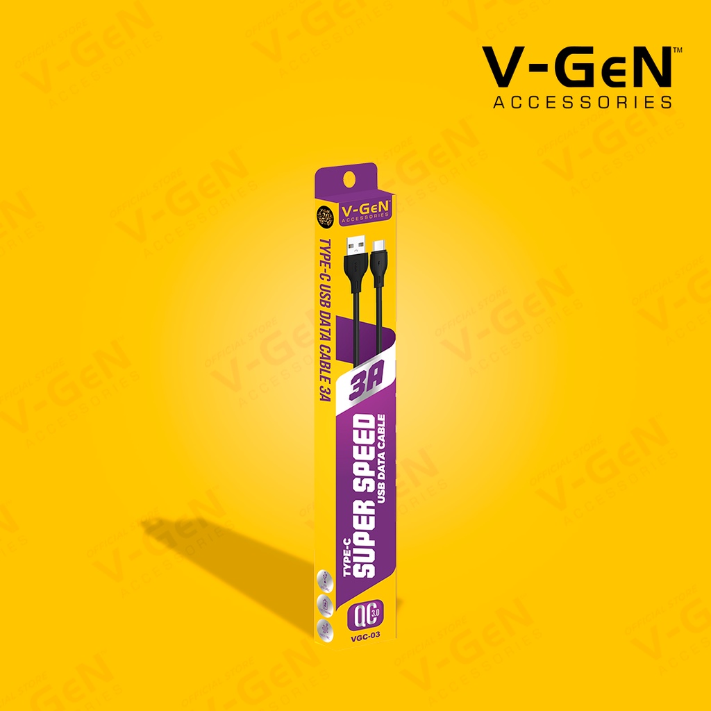 Kabel Data USB Type C V-GeN VGC-03 Fast Charging QC3.0 3A 1 Meter VGEN