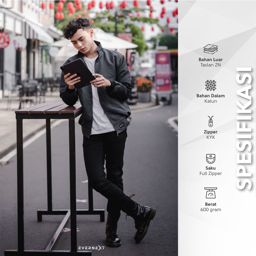Jaket Pria Casual Jacket Simple Polos Jaket Motor Outdoor Zipper J 5