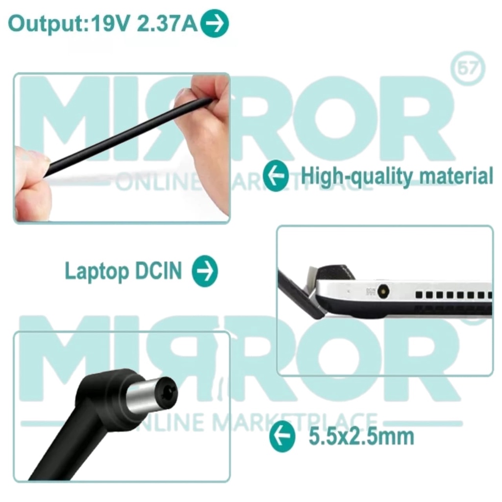 Adapter Laptop Asus X555L F551M F555L E200H X552C ADP-45BW Charger Asus 19V 2.37A 45W