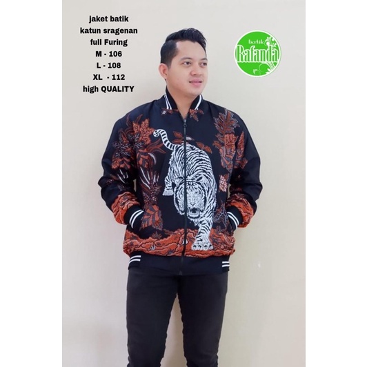 MACAN PUTIH JAKET BATIK PRIA FULL FURING HIGH QUALITY SIZE M-XL KATUN HALUS PREMIUM BATIK SOLO