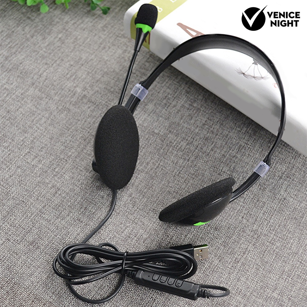 (VNEP) (Berkabel) Kompatibilitas Lebar Headphone 440 Nyaman Memakai Headset Gaming Stereo Pengurang Kebisingan ABS USB untuk Komputer