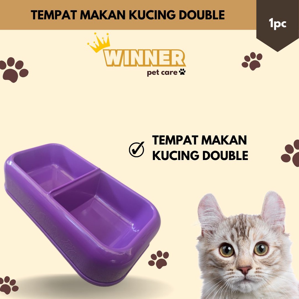 Tempat Makan Kucing Double Kotak Cat Bowl