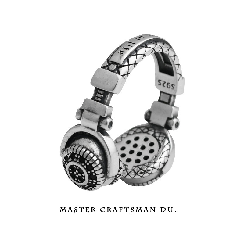 Perhiasan Cincin Headphone Adjustable Warna Silver Untuk Wanita