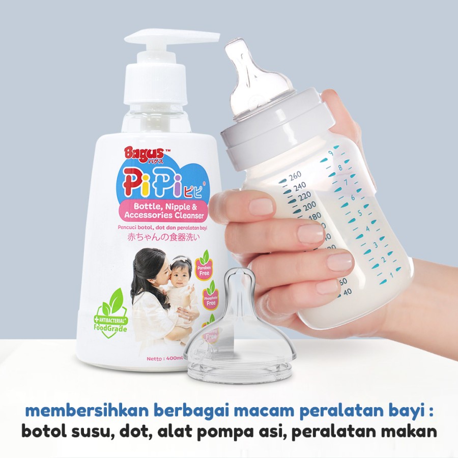 Bagus Pipi Bottle Nipple &amp; Accessories Cleanser Botol 400 ml