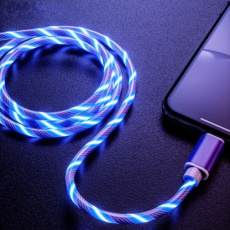 Kabel Data / Charger USB Dengan Lampu Led Luminous Untuk IPhone / IPad