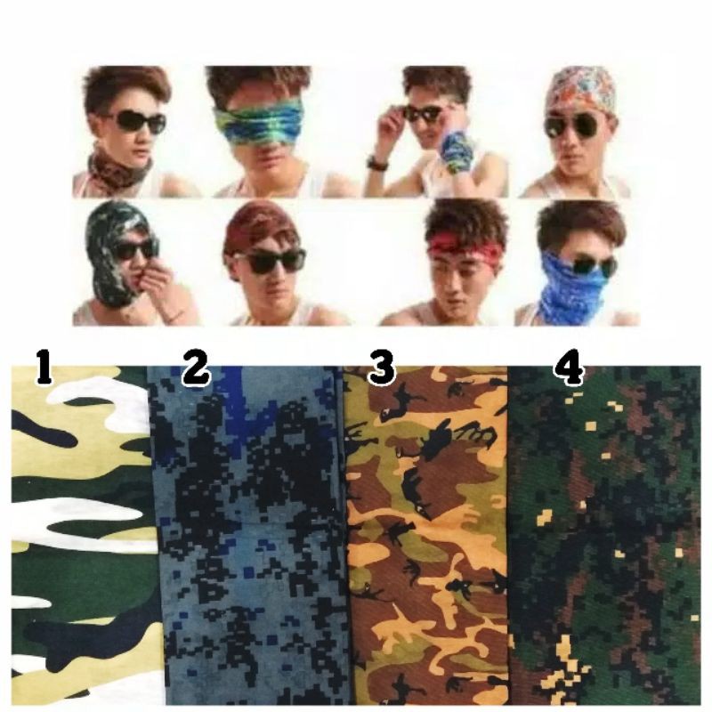 Buff polos hitam buff motif masker syal buff multi fungsi bandana headband slayer