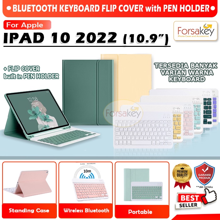 IPad Generasi 10 10th Gen 10.9 Inch 2022 Wireless Bluetooth Blutooth Keyboard Keyboard Kibord Flip C