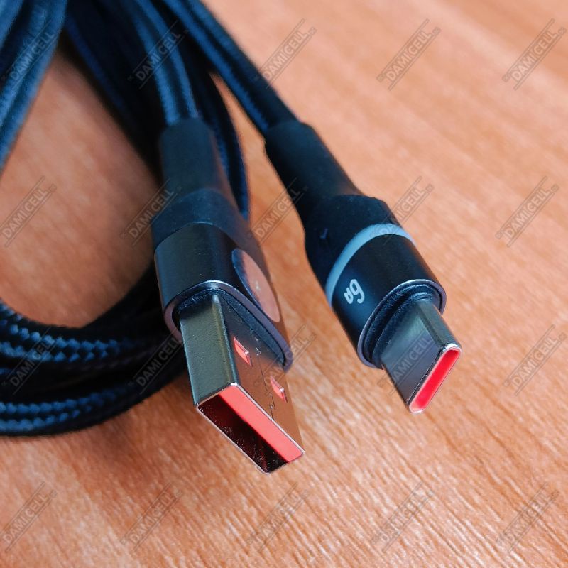 Kabel Data USAMS U76 Type-C 6A SUPER VOOC oppo, SUPER DART realme, FLASH CHARGE vivo.