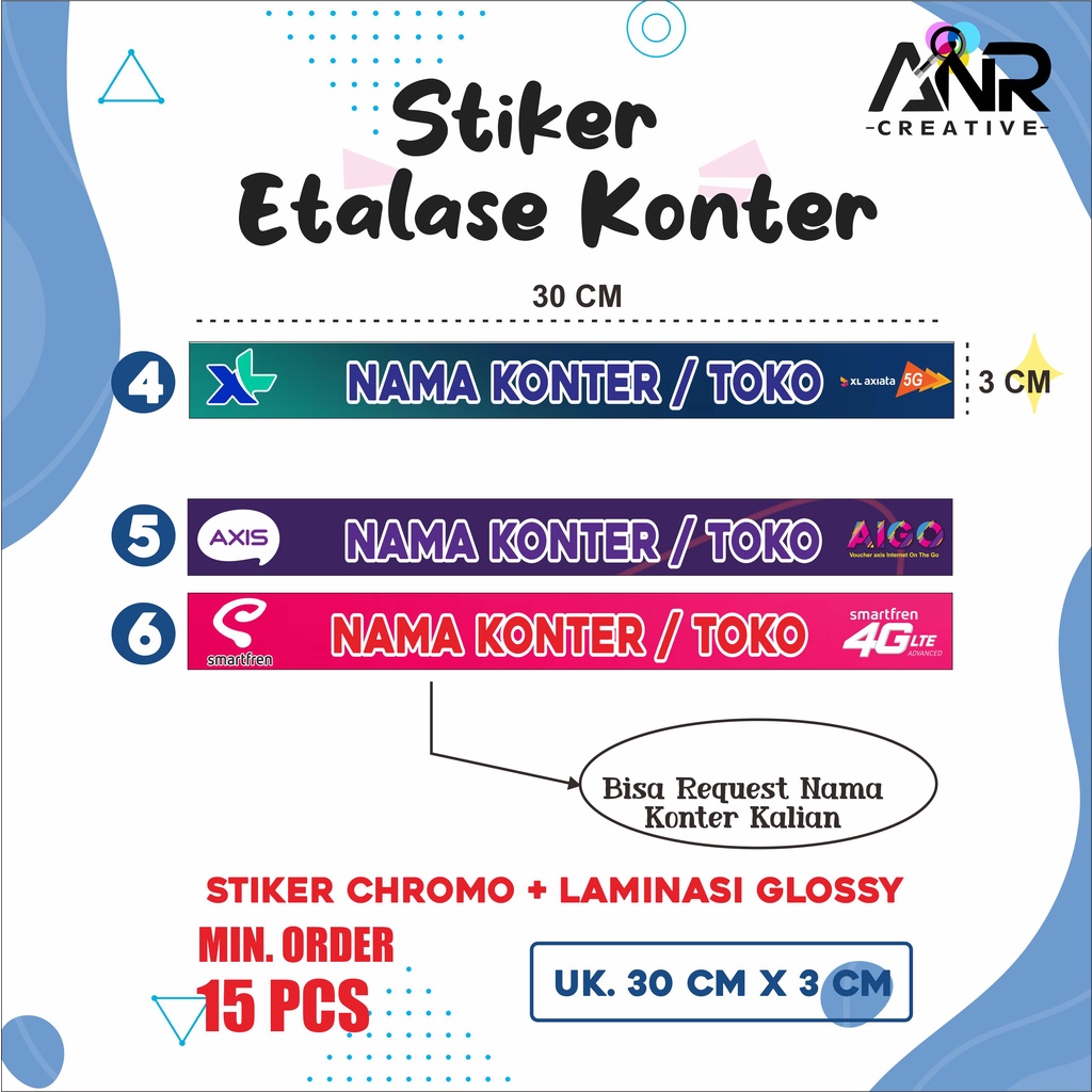 Sticker Etalase Konter /  Sticker konter Murah / Aksesoris Konter + Laminasi Glossy ( MIN ORDER 15 PCS )