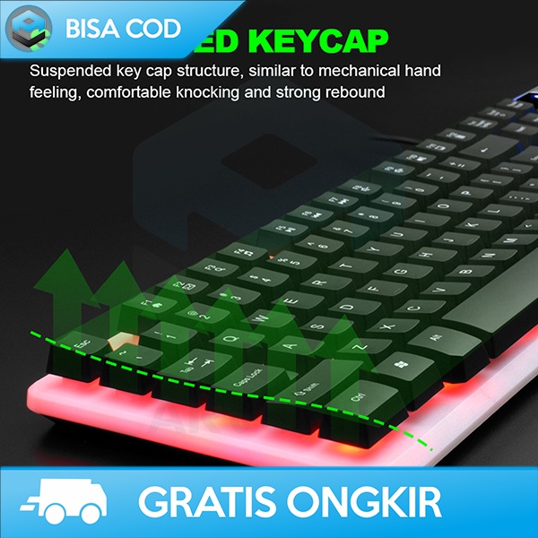 KEYBOARD RGB KEYBOARD GAMING GTX350 COLORFUL LED SILENT CLICK NYAMAN