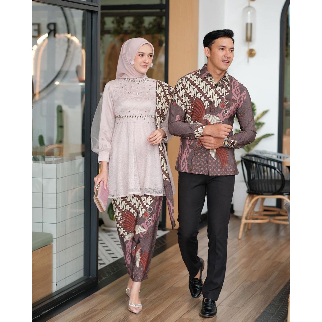 ( ORI AKITA ) NADINE SERIES COUPLE - NUDE - Couple Kebaya Modern Kebaya Wisuda Lamaran Baju Tunangan