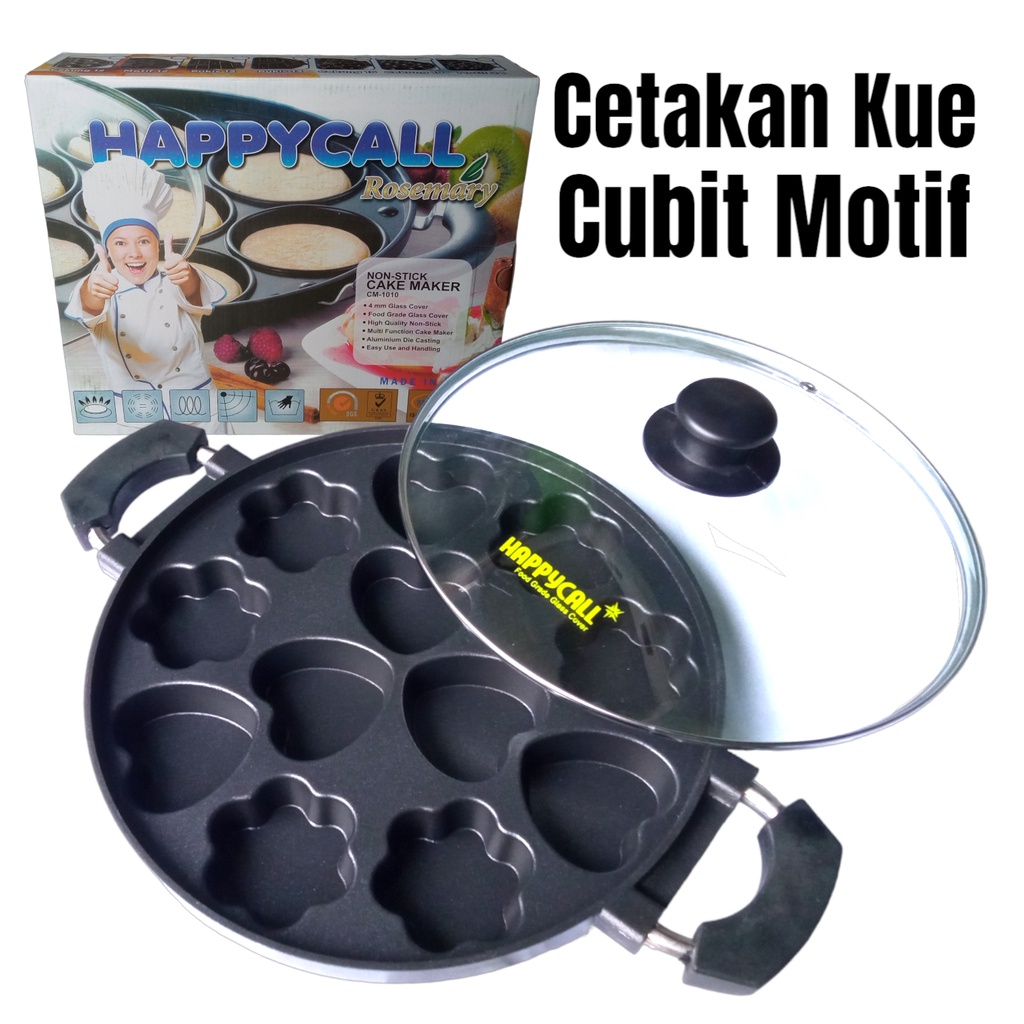 Cetakan Kue Cubit Anti Lengket Cetakan Kue Cubit Happy Call 12 Lubang Cetakan Kue Karakter