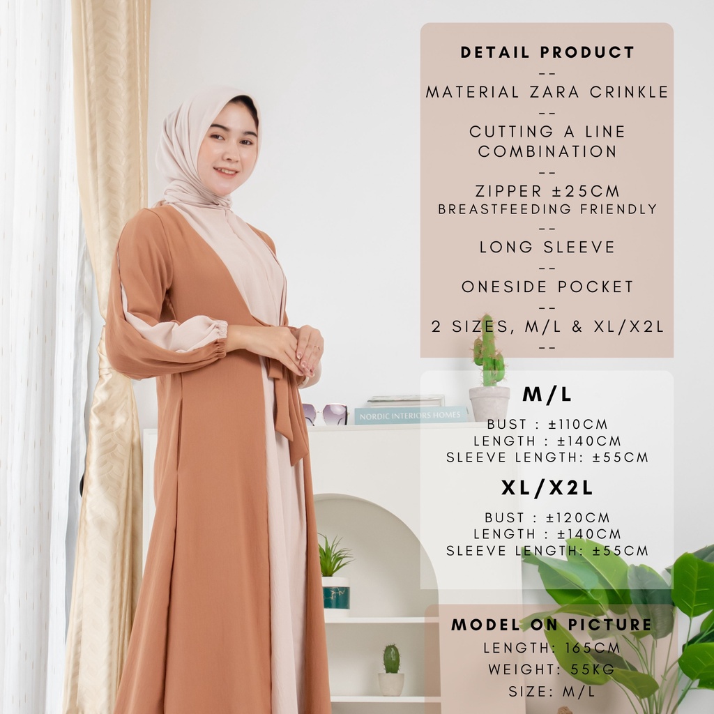 BELINDA Gamis Crinkle Combi By. Ademin Co | Long Dress Crinkel