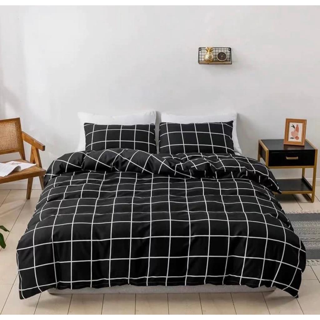 Bedcover only 150x220 / bedcover kotak hitam dan bedcover kotak putih