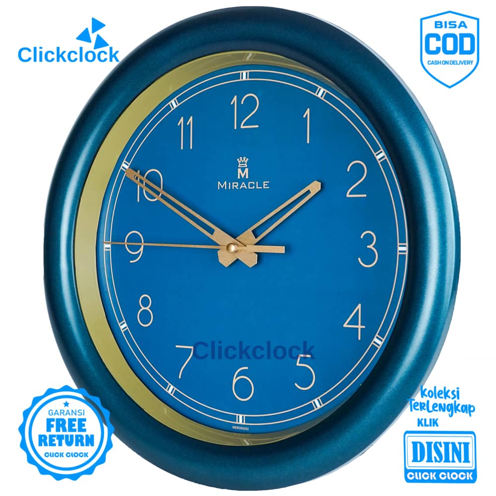 Jam Dinding Analog Minimalis Gold Emerald Miracle M329 202 Besar Hiasan Kamar Unik