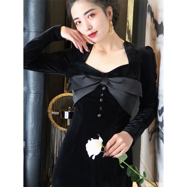 [Premium Series] LBD Velvet Dress Import Premium ( Dress Pesta Beludru Hitam )